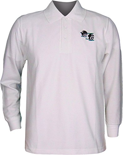 Maan Store Mens Bowling Top Long Sleeves with Bowls Logo Motif On The Front White