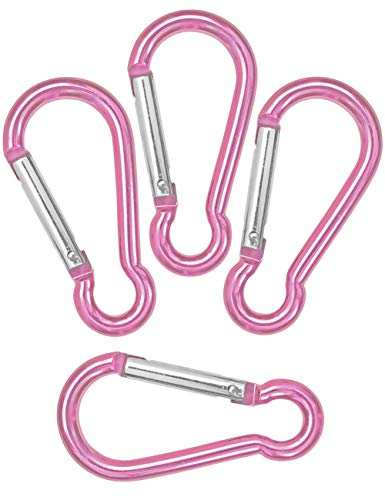 Saxx® da esterno - 4 pezzi di moschettoni S in alluminio rosa, moschettoni per attaccare attrezzature a zaini, cinture, canoe, portachiavi, rosa rosa, 4,8 cm, set di 4