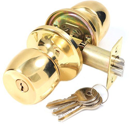 Polished Brass Entrance Door Knob Set | Thumb Turn & Keys