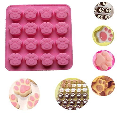 Selecto Bake Paw Moules en silicone, 16 cavités, moule à patte de chocolat, moule en silicone pour chien, moules à glaçons réutilisables pour patte de chat, outils de cuisson pour pudding