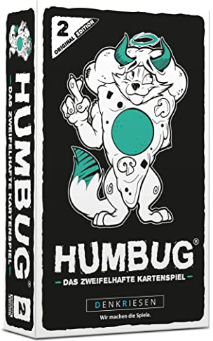 DENKRIESEN Humbug Original Edition Nr. 2 | Ratespiel ab 10 Jahren | Kartenspiel, Ratespiel, Partyspiel und Gesellschaftsspiel zum Täuschen, Bluffen und Wetten für Familie und Freunde.