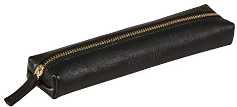 Clairefontaine 102511C Schlampermäppchen (Flying Spirit aus Leder, klein, rund, 19,5 x 4,5 x 2,3cm) 1 Stück schwarz