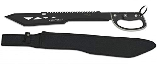Machete EL29005 Modello base ESPARTANO II, Foglia colorata nera 49cm. Manico antiscivolo in ABS, lunghezza totale 65,5cm, con copertura in nylon