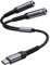 JSAUX Adattatore USB C Jack Splitter, USB Type C a Doppio 3,5 mm Jack Aux per cuffie Y Splitter Mic Adattatore Compatibile Con iPhone 15 Pro Max, Huawei P40, Galaxy S24 S23 S22 Ultra, Pixel-Grigio