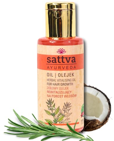 Sattva Vitalisierendes Haarwachstumsöl - Natürliche Mischung von Ölen und Extrakten, Stärkt Haarfollikel, Feuchtigkeitsspendend und Haarstruktur Aufbauend, Verhindert Haarausfall und Ergrauen- 100ml