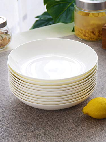 Blanco puro 6 piezas 10 piezas 8 pulgadas discos de porcelana de hueso plato hondo de cerámica plato de porcelana plato de sopa casero-8 pulgadas diez (gratis 2)