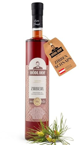 Hödl Hof Zirben-Schnaps 0,5L I Hochwertiger Zirbenschnaps aus steirischen Zirbenzapfen I Feinster Premium-Schnaps mit süßbitteren & würzigen Holznoten I Edle Spirituose 25% vol