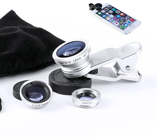 KIT 3 en 1 - Lente Lente Lente - Clip Cámara Teléfono - Smartphone Fisheye - Zoom Macro (Kit 3 en 1)