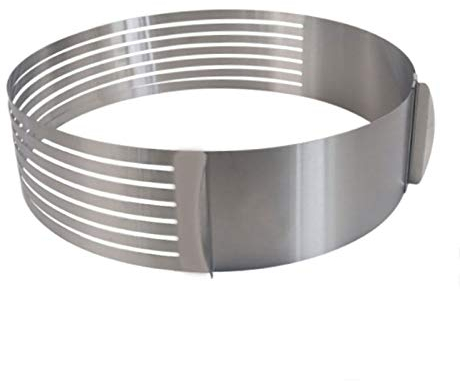 Silver Cake Slicer Ring 25-30CM Adjustable Layered Leveler Stainless Steel Round Circle Cookie Cutter Bread Layer Mold Mousse Baking Tool