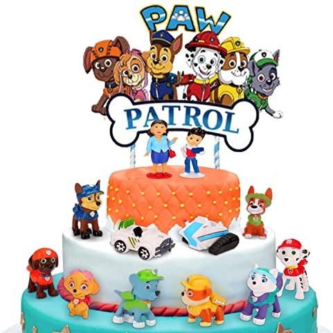mohito 13PCS Paw Patrol Tortenfiguren,Paw Patrol Kuchen Deko Mini Figuren Tortendeko Cake Topper Kuchendeko für Kinder Party Liefert Dekorationen