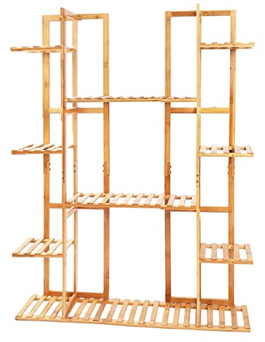 YUHUAWF Blumenständer 9 Stufe Bambus-Pflanze Stand Rack Multiple Blumentopfhalter Regal Indoor Outdoor Planters Display-Regal-Einheit for Terrasse für den Balkon Rasenfliod