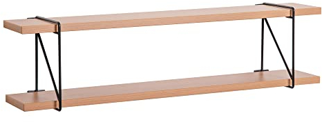 Wandregal mit Regalträger, Regalboden Breite 60, 80 o. 100cm wählbar, T13,8xH1,8cm, Hängeregal versch. Farben Büroregal Wandboard Bücherregal Regal Büro, Laden, Flur (Breite 80cm, Buche)