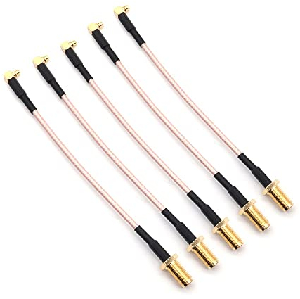 Fasizi RG316 Pigtail-Antennenstecker SMA-Stecker auf MMCX-Stecker, verlustarmer Koaxialkabel-Adapter, rechtwinklig, SMA, externe Spirale, Innenloch, 5 Stück