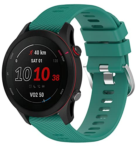 Yikamosi Compatibile con Garmin Venu 2 Plus Cinturino,20MM Sgancio Rapido Silicone Chiusura in acciaio inossidabile Cinturino di Ricambio per Garmin Venu 2 Plus/Forerunner 158,Verde scuro