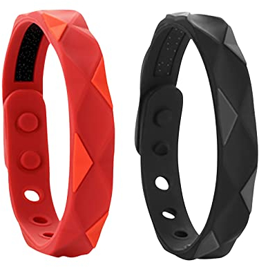 RedUp Far Infrared Negative Ions Wristband, partnerarmbänder Negative Ion Anti-Static Sports Bracelet, Lymph Drainage Magnetic Bracelet,Adjustable Silicone Sport armbänder (Rot+Schwarz)