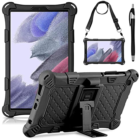 KATUMO Silicone Case Compatible with Samsung Galaxy Tab A7 Lite 8.7 inch 2021 (SM-T220/T225/T227) Soft Rubber Cover with Stylus Pen Shoulder Strap, Case for Galaxy Tab A7 Lite
