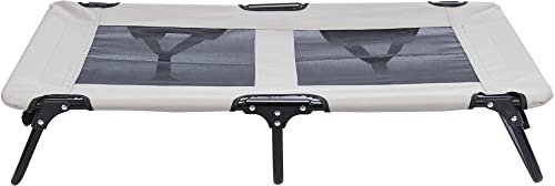 TRIXIE Hundeliege Strong Edition in beige/schwarz – stabile und komfortable Liege für Hunde – zusammenklappbar & pflegeleicht – 79 × 19 × 50 cm – 28211