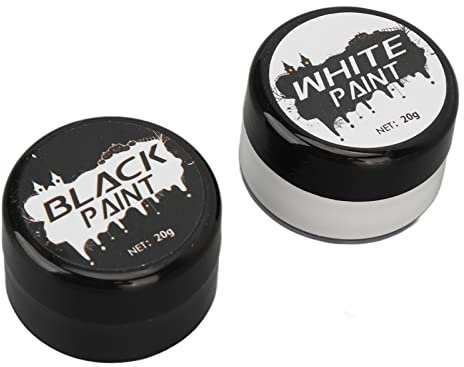 Maquillaje Pintura Corporal, Kit de Maquillaje Apto para Capas Blanco y Negro Saludable para Halloween
