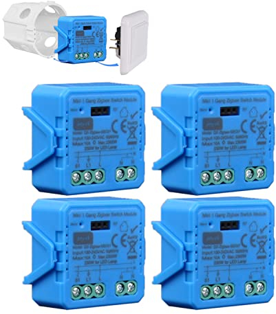 Anvek zigbee Interruttore Intelligente Telecomando Wireless Universale, Mini 1Gang Modulo,Funzione Timer, Controllo Remoto e Vocale, Compatibile con,Alexa,Google,RF433mhz,Richiede gateway ZIGBEE (4)