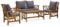 Hommdiy 4-TLG. Garten-Lounge-Set Akazienholz Massiv Gartenmöbel Lounge Bank Stuhl Tisch Gartenset Sitzmöbel Sitzgruppe Gartenbank Beistelltisch Gartengarnitur, Mit Kissen Grau