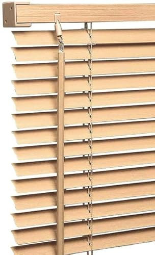 Ruby Deals Custom Made to Measure PVC Venetian Blinds for Windows 25mm thin Slats Easy Fit Door blinds 45W x 213Hcm Child Safe Home Office Kitchen Blind (Natural Wood Grain Effect)