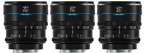 SIRUI Night Walker Lente de Cine con Enfoque Manual Set, 24mm, 35mm, 55mm, Lente de Gran Apertura T1.2 con Montura S35 para RF Montura Cameras, para Red Komodo, R7, R10, C70, R50 (MS-3SRB, Negro)