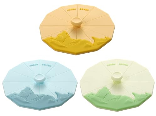 Silicone Cup Covers (Set of 3),Multicolored Silicone Lids,coffee cup cover | Mug Covers for Mugs, Cups, Tea Pots,Cup Lids for Coffee & Tea