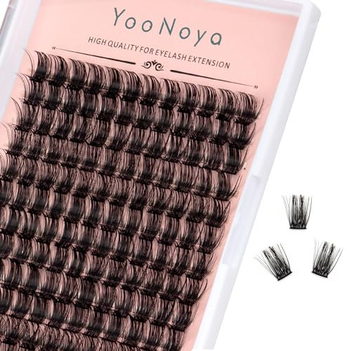 YOONOYA 144 grappes de Faux Cils Individuel 14mm Longueur D Curl DIY Cluster Volume Cils Individuels Naturelles Cluster Faux Cils Bricolage à la Maison Extensions de Cils Cluster Lashes (QD-14mm)