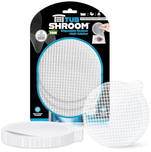 TubShroom Toss 26pk Disposable Drain Covers - Hair Catcher Mesh Sticker Strainers for Shower Bathtub and Bathroom Sink Drains to Prevent Clogged Drains, Half Year Supply