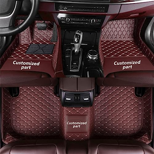 Anpassen Fußmatten für Seat Ateca Arona Ibiza Leon Alhambra PU-Leder Auto Fussmatten Set Allwetter wasserdichte rutschfeste Teppich(Kaffee)