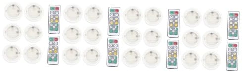 Mikikit 24 Stk Batterieleuchten Im Schrank Nachtlicht Mit Batterie Led Schrank Licht Fernbedienung Schalten Led-nachtlichtbirnen Mini-led Lampenverkabelungssatz Runden Weiß Abs Timer