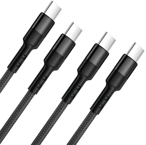 [2-Pack/1.5M] USB C to USB C Charger Cable, PD 60W USB C to USB C Cable Fast Charge Compatible with iPhone 15 Pro Max, MacBook/iPad Pro/Air, Galaxy S24 S23 S22 Ultra, Pixel, Huawei, Switch (Black)