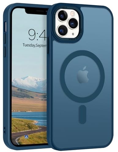 VENINGO Coque pour iPhone 11 Pro 5.8 Pouces Compatible avec MagSafe, Étui Protection Antichoc, Mat Translucide Résistante Complète Protection Bumper Etui Housse (Bleu)