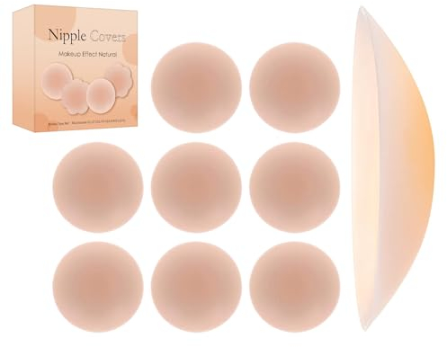 KARELLS Damen Nipple Cover, Nippelpads, Nipple Cover, 8cm Selbstklebende Nippel Abdeckungen, Silikon Nipple Covers, Nippelpads für Damen, Wiederverwendbar, Brustwarzenabdeckung Selbstklebend