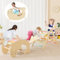 DREAMADE 3 IN 1 Klettergerüst Indoor, Sprossendreieck Kletterspielzeug aus Kiefernholz, Kletterdreieck mit Rutsche und Kletterbogen für Kinder ab 3 Jahren (Bunt)