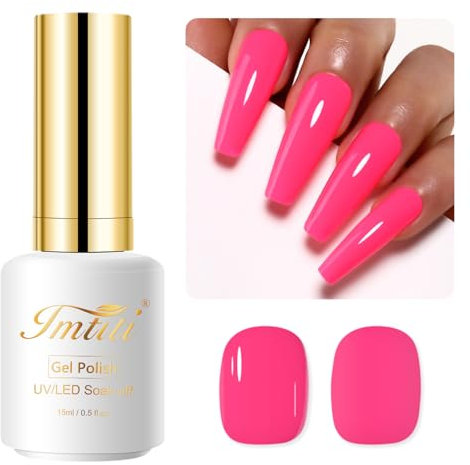 Imtiti Smalto Semipermanente Unghie Rosa, 15ml Smalti Semipermanenti Per Unghie Rosa Neon UV Led Soak Off Smalto Gel Unghie UV Naturale Gel Nail Polish Per Uso Professionale e Domestico