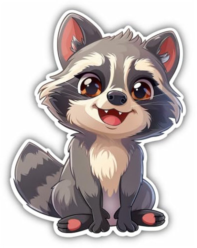 Samunshi® Süßer Kawaii Waschbär als Aufkleber Anime Car Tier Decal Sticker für Mofa Fahrrad Roller oder Auto Sticker Fahrrad Mtb Mountainbike Rennrad Comic Cartoon Retro 23x30cm