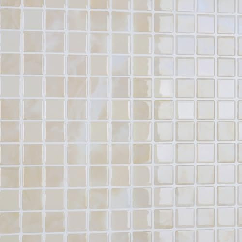 CRE8TIVE 16 Pezzi Piastrelle Adesive Marmo Mosaico Mattonelle Adesive Cucina Paraschizzi Cucina Beige Piastrelle Adesive Bagno Impermeabile Adesivi Murali 3D Mattonelle Lavanderia 30.5cm X 30.5cm