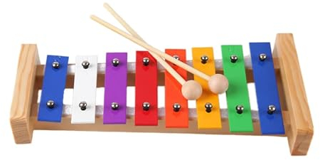 Glockenspiel Xylophon 8-Noten-Xylophon Aus Metall Xylophon Handklopfen 2 Klopfstäbe(Small)