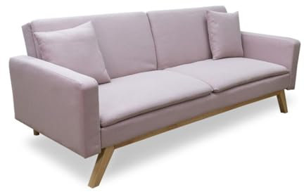 SHIITO Kennedy, Modell Kennedy, ausziehbares 3-Sitzer-Sofa, mit klick-Clac-System, modernes und Komfortables Design, rosa Stoff, 210 x 76 x 83 cm