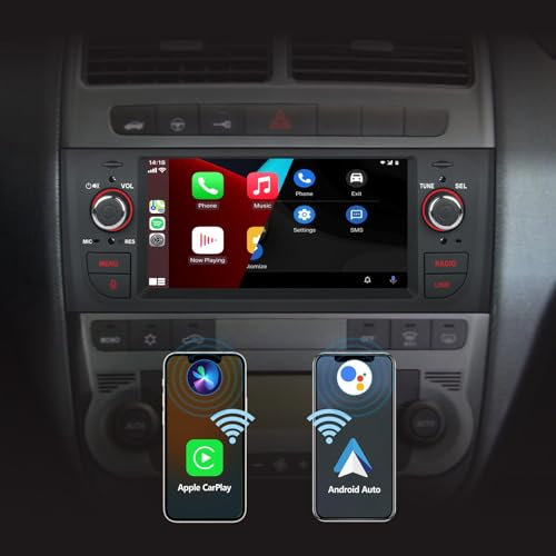 Autoradio per Fiat Grande Punto Autoradio Android con Wireless CarPlay Android Auto per Fiat Punto 2005-2009 per Linea 2007-2011, Touchscreen Stereo Auto con BT HiFi FM RDS Canbus