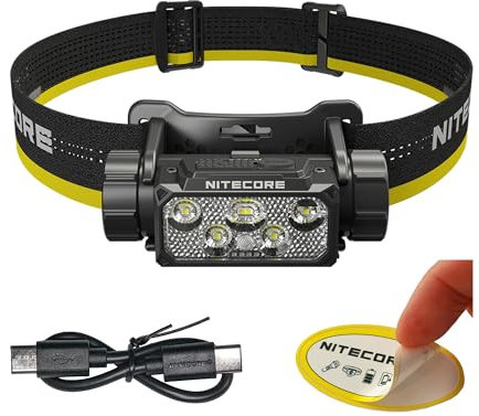 Nitecore HC70 UHE Stirnlampe, 1600 Lumen USB-C wiederaufladbar mit extra langer Laufzeit, weiße und rote Strahlen für industrielles Arbeiten über Nacht, Nachtjagd, Suche und Rettung, Höhlenforschung