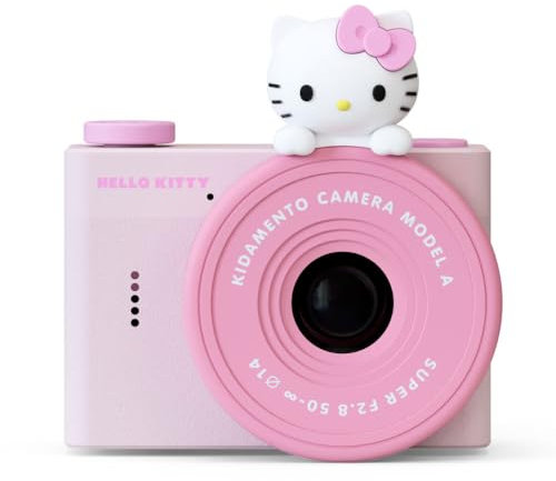 Hello Kitty Mini Kids - Fotocamera digitale e videocamera di Kidamento, scheda di memoria da 32 GB, USB-C, laccetto morbido regolabile, libro di caccia al tesoro Momento - Modello A Hello Kitty