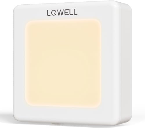 LQWELL® Nachtlicht Steckdose Faltbar mit Dämmerungssensor, Nachtlampe Einstellbare Helligkeit, Automatisch Steckdosenlicht, Orientierungslicht Warmweiß für Kinder Zimmer Gang Treppen (Weiß, 1 STK)