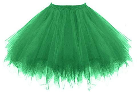 Tüllrock Grün Damen Karneval Klassisch Elastisch Kostüm Tüllrock 50er Tütü Rock Kurz Ballett Unterrock Crinoline Petticoat Tutu