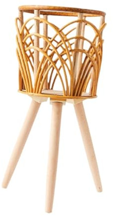 MagiDeal Rattankorb Bodenpflanzgefäß Geflochtener Korb für Pflanzen mit Beinen Kreative Mehrzweck-Ornamente Blumenbehälter für Schlafzimmerbar, Gesamthöhe 42cm