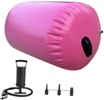 Harilla Aufblasbare Gymnastikmatte, aufblasbarer Tumbling Roller mit Pumpe, DamenGymnastikfass für Übungen im Freien, Cheerleading, Rosa