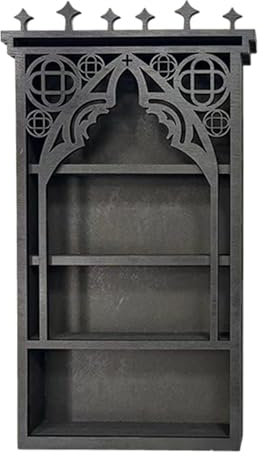 Crystal Shelves - Storage Display Rack, Trinket Display Wall, Moon Shelf for Sleeping Room, Gothic Glass Cabinet for Objects and Ornaments