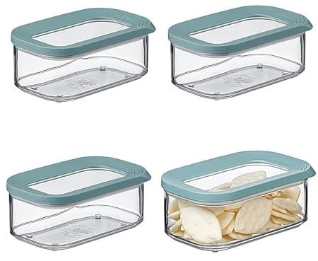 Mepal | Modula Vorratsdose Set | 425 ml | Kunststoffbehälter mit Deckel | 4 Stück | ideal zur Aufbewahrung von Lebensmitteln | stapelbar & platzsparend | spülmaschinengeeignet | Nordic Green