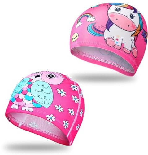 HAZMA 2 Pezzi Cuffia Piscina Bambino, Modello Dei Cartoni Animati Cuffie Piscina Bambini, Cuffia Nuoto Bambino, Cuffia Piscina Neonato, Cuffia Nuoto Per Bimbino Ragazzi Ragazze Età 4-12 (A)